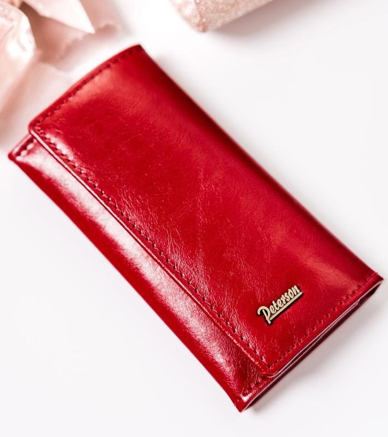 Etui na klucze, czerwone, skórzane, Peterson