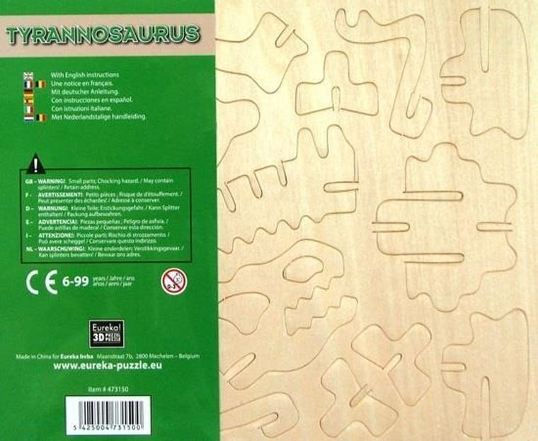 Eureka! Gepetto, Tyranozaur, drewniana łamigłówka, puzzle 3D