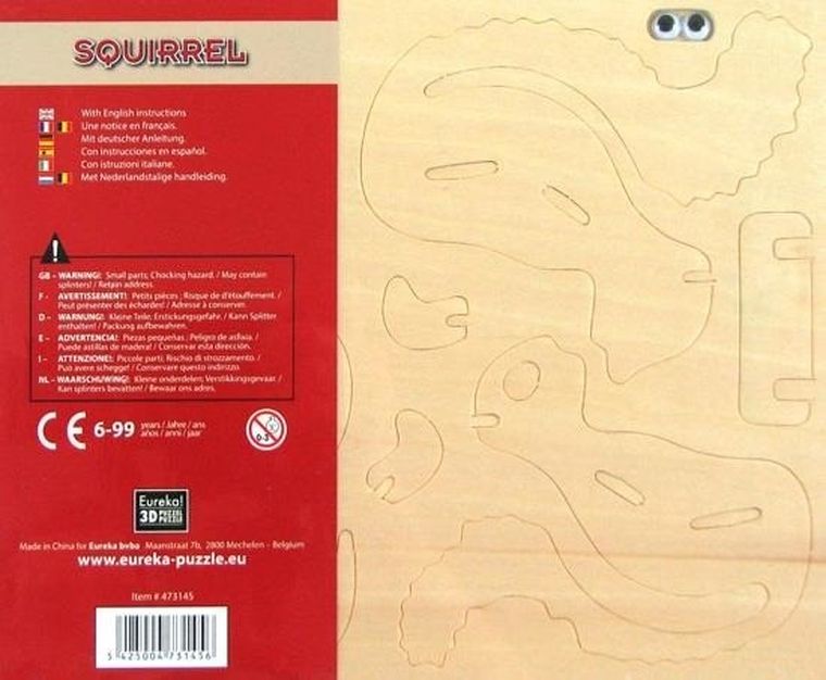 Eureka! Gepetto, Wiewiórka, drewniana łamigłówka, puzzle 3D