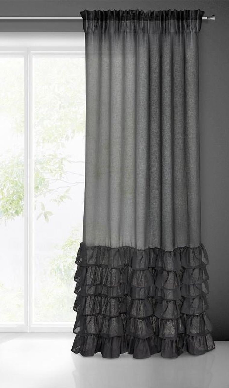 Eurofirany, firana gotowa, Dolly, na taśmie 140-250 cm, czarny