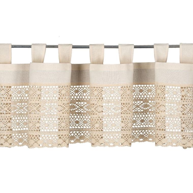 Eurofirany, firana gotowa, Maddeline, na szelkach, 150-35 cm, jasnobeżowy