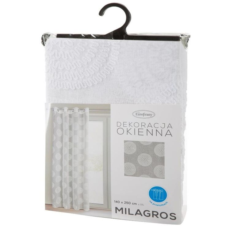 Eurofirany, firana gotowa, Milagros, 140-250 cm, biały