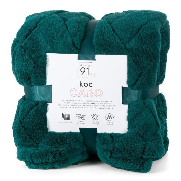 Eurofirany, koc d91 Caro, 150-200 cm, ciemnozielony