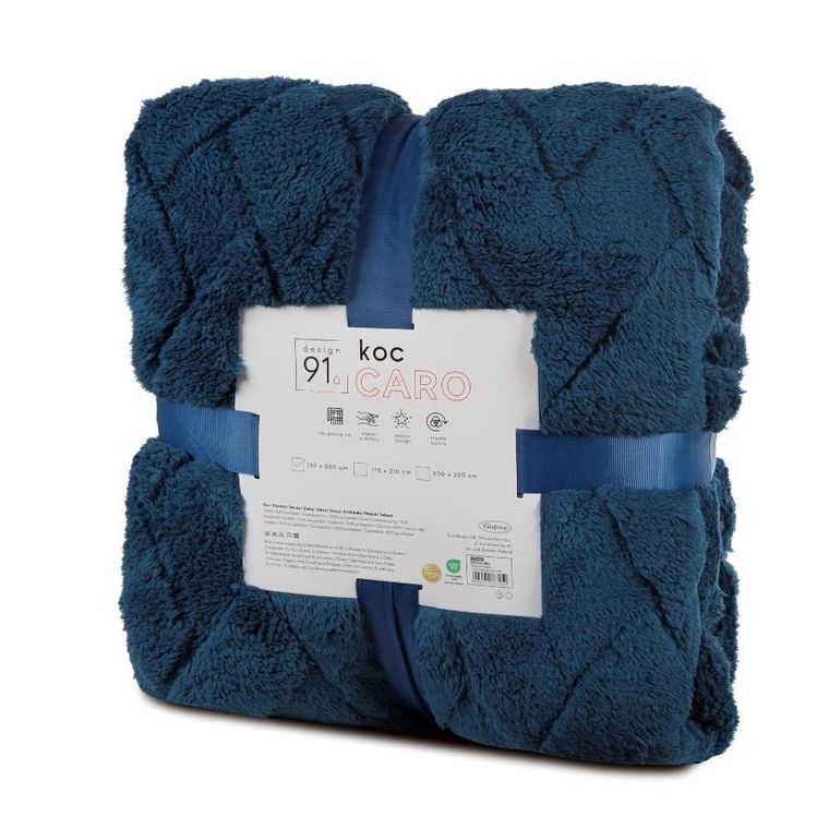Eurofirany, koc d91 Caro, 150-200 cm, granatowy