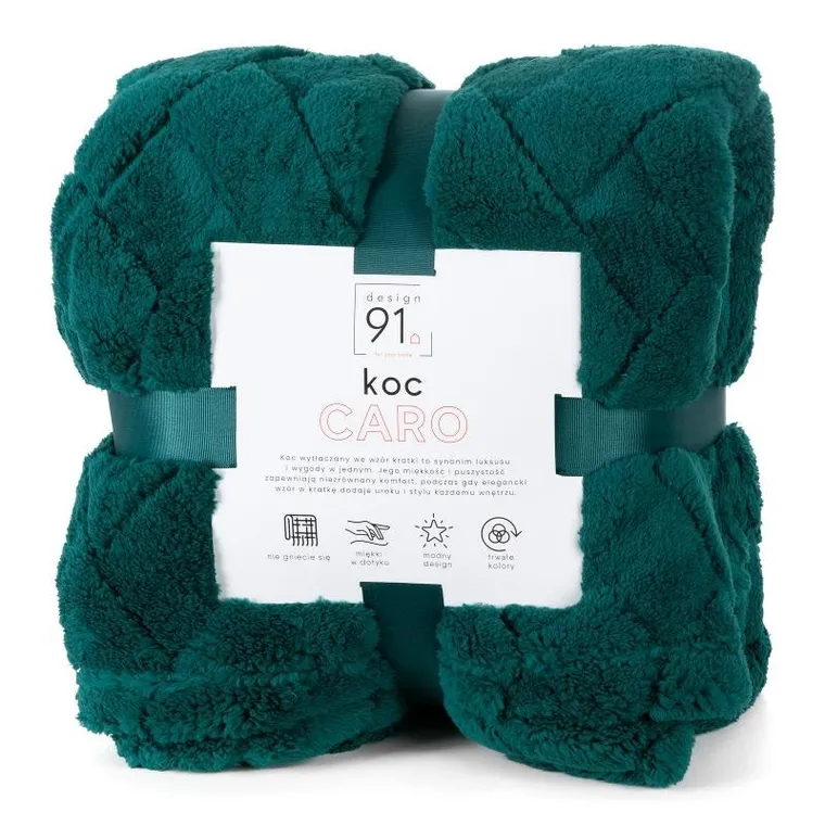 Eurofirany, koc d91 Caro, 170-210 cm, ciemnozielony