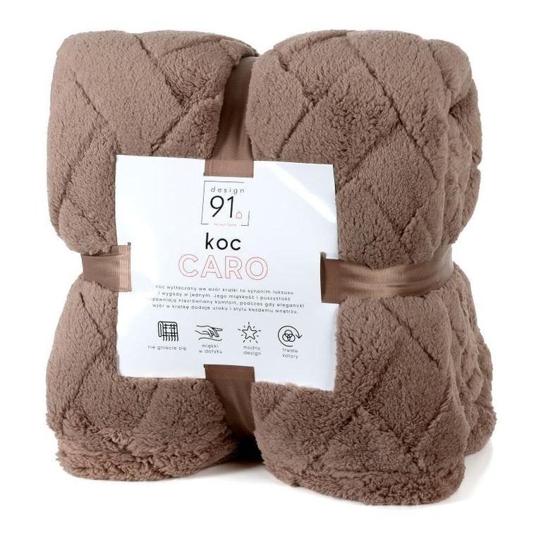 Eurofirany, koc d91 Caro, 200-220 cm, ciemnobeżowy