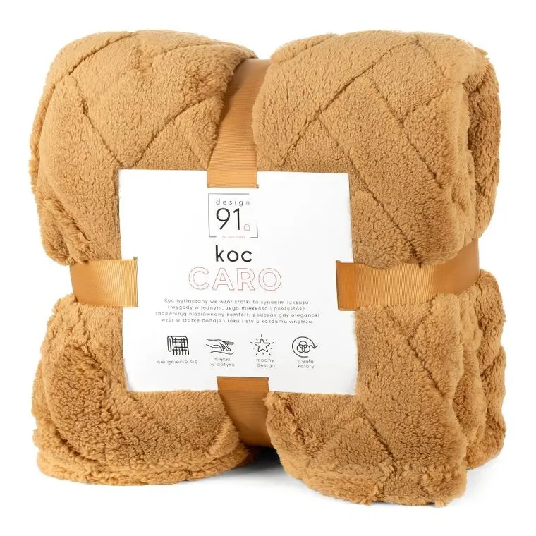 Eurofirany, koc d91 Caro, 200-220 cm, miodowy