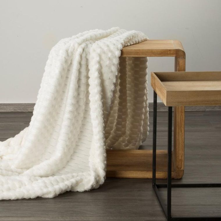 Eurofirany, koc d91 Cindy6, biały, 170-210 cm