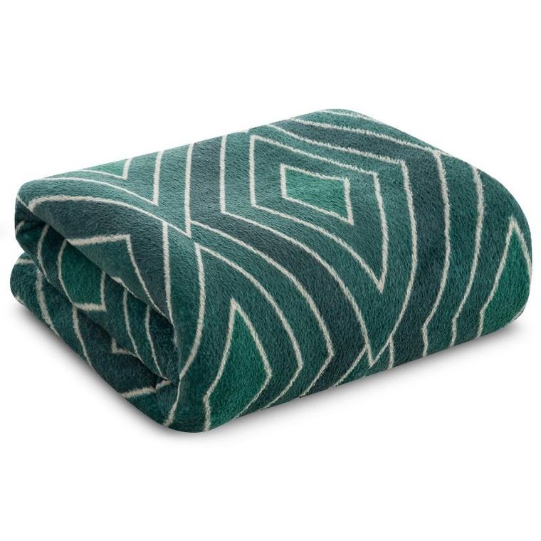 Eurofirany, koc d91 geo 02, zielony, 150-200 cm