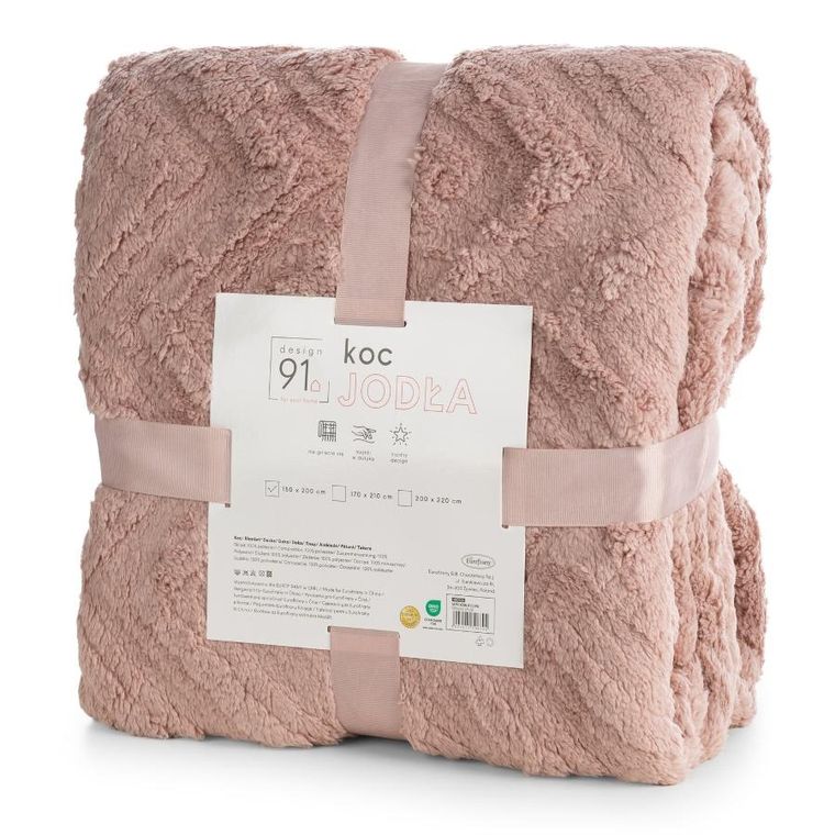 Eurofirany, koc d91 jodła, 150-200 cm, pudrowy