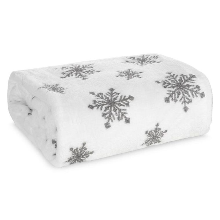 Eurofirany, koc świąteczny, Blink, 150-200 cm, biały