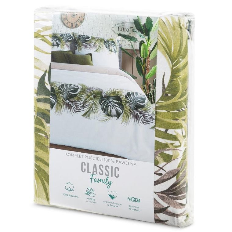 Eurofirany, komplet pościeli bawełnianej, Amber, 140-200 cm, biały