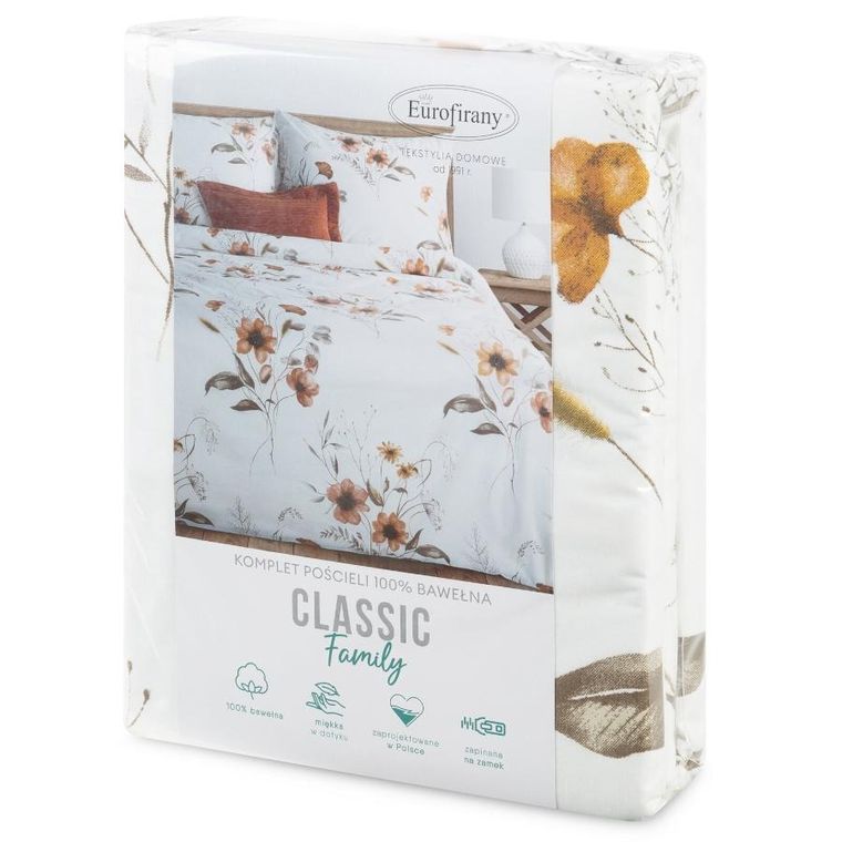 Eurofirany, komplet pościeli bawełnianej, Celine, 160-200 cm, biały