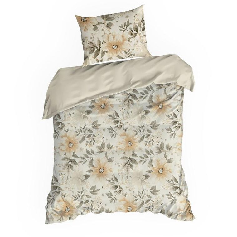 Eurofirany, komplet pościeli bawełnianej, Sonia, 220-200 cm, jasnokremowy