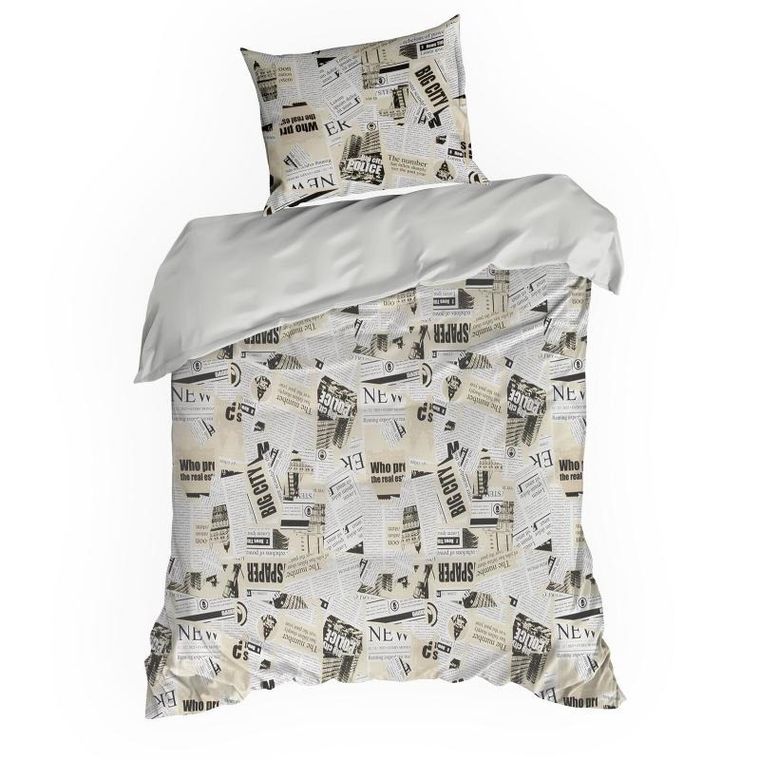 Eurofirany, komplet pościeli bawełnianej, Sonia, 220-200 cm, szary
