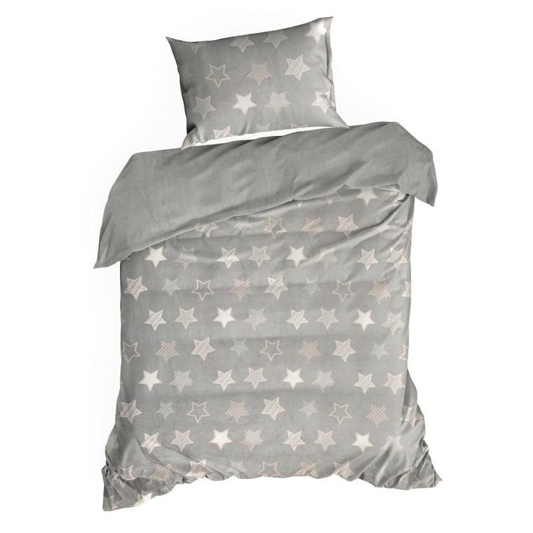 Eurofirany, komplet pościeli, Flano, 200-220 cm, srebrny