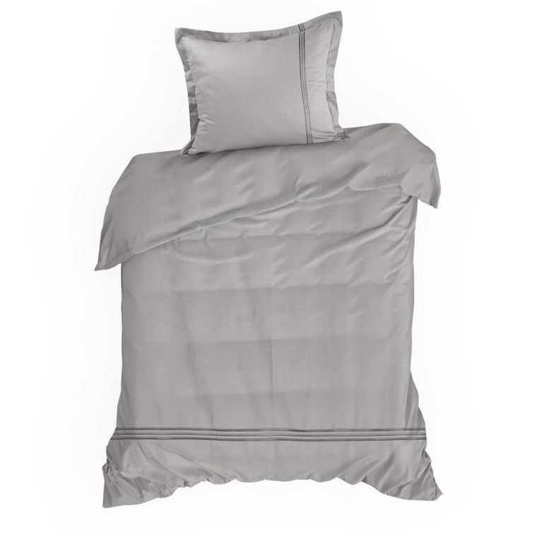 Eurofirany, komplet pościeli haft, 160-200 cm, srebrny