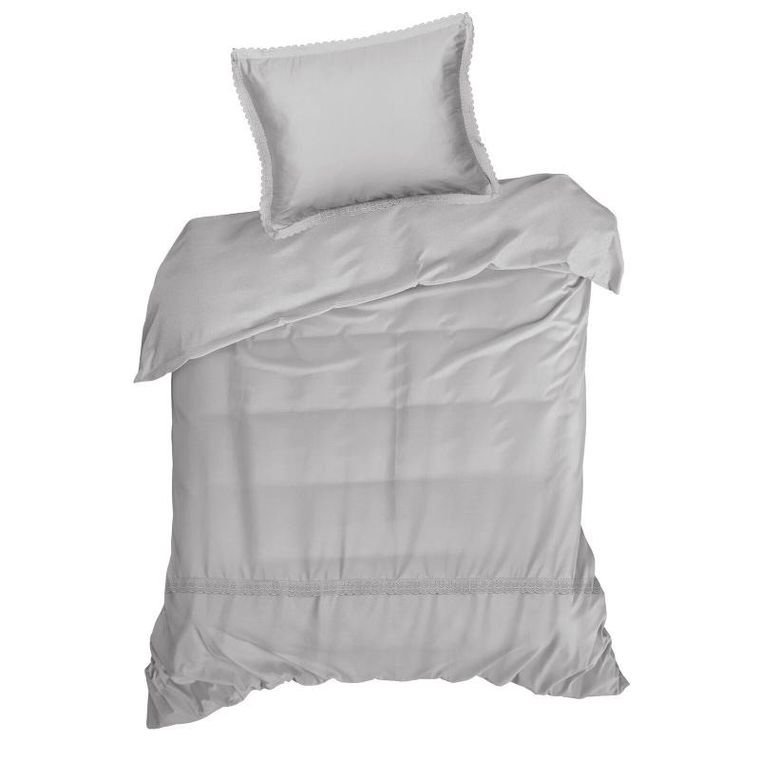 Eurofirany, komplet pościeli retro, 160-200 cm, jasnoszary