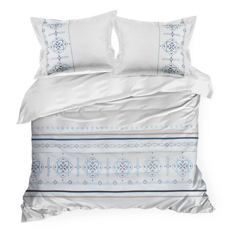 Eurofirany, komplet pościeli satynowej, haft, 220-200 cm, biały
