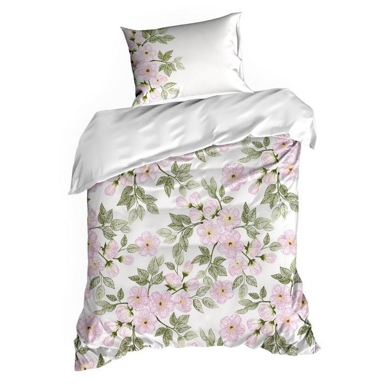 Eurofirany, komplet pościeli satynowej, Nika, 140-200 cm, biały