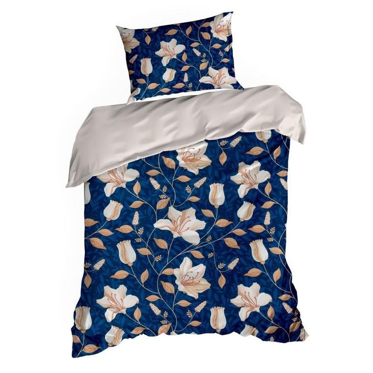 Eurofirany, komplet pościeli satynowej, Nika, 160-200 cm, granatowy