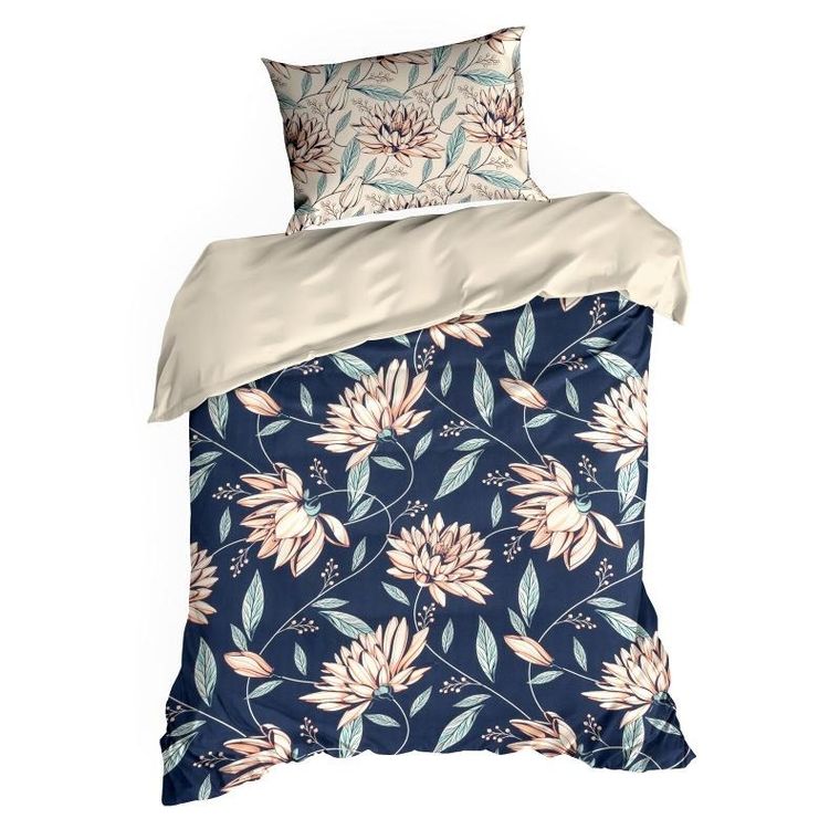 Eurofirany, komplet pościeli satynowej, Nika, 220-200 cm, granatowy