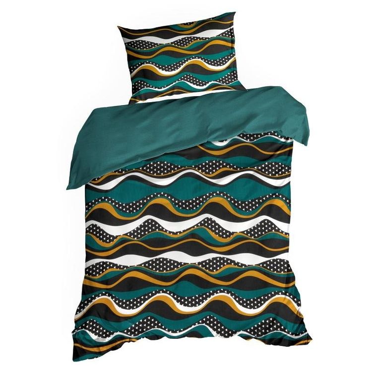 Eurofirany, komplet pościeli satynowej, Nika, 220-200 cm, morski