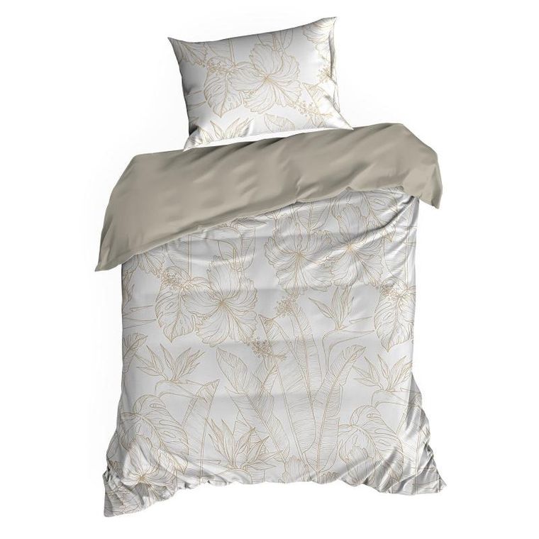 Eurofirany, komplet pościeli satynowej, Spring, 140-200 cm, beżowy