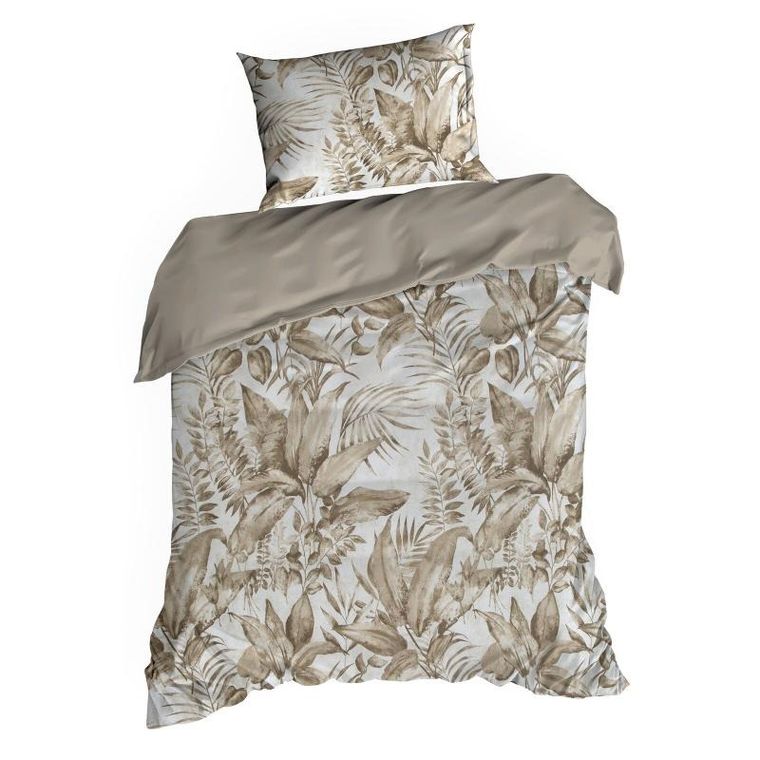 Eurofirany, komplet pościeli satynowej, Spring, 140-200 cm, ciemnobeżowy