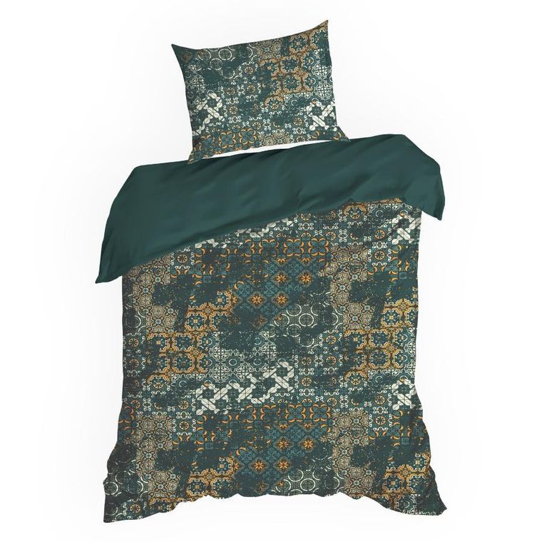 Eurofirany, komplet pościeli satynowej, Spring, 140-200 cm, ciemnozielony