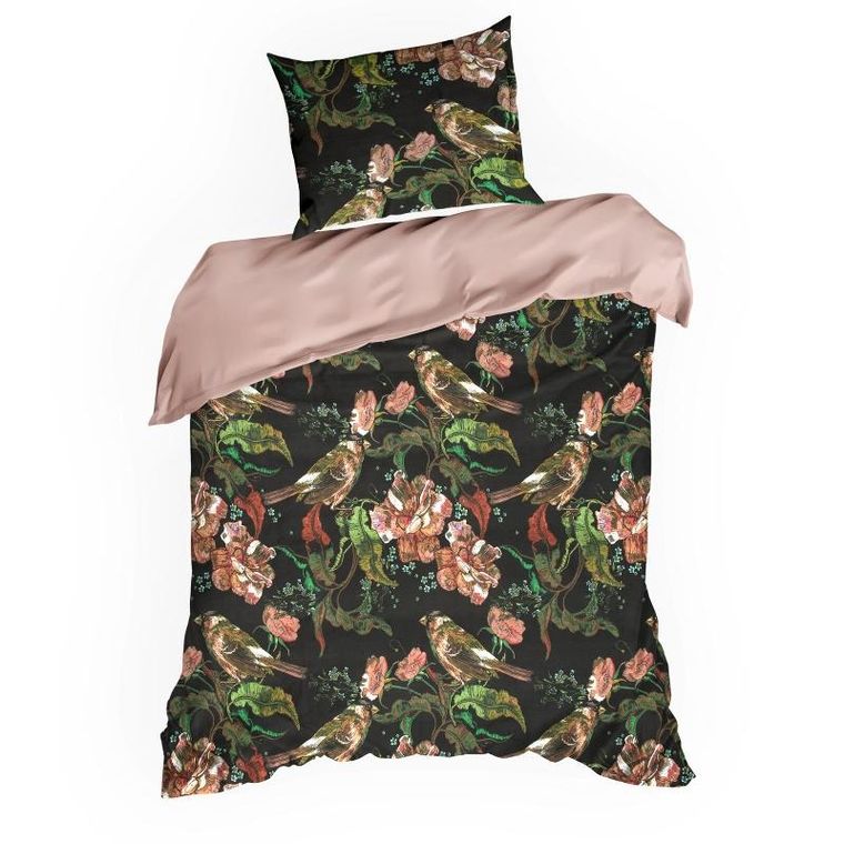 Eurofirany, komplet pościeli satynowej spring, 140-200 cm, czarny