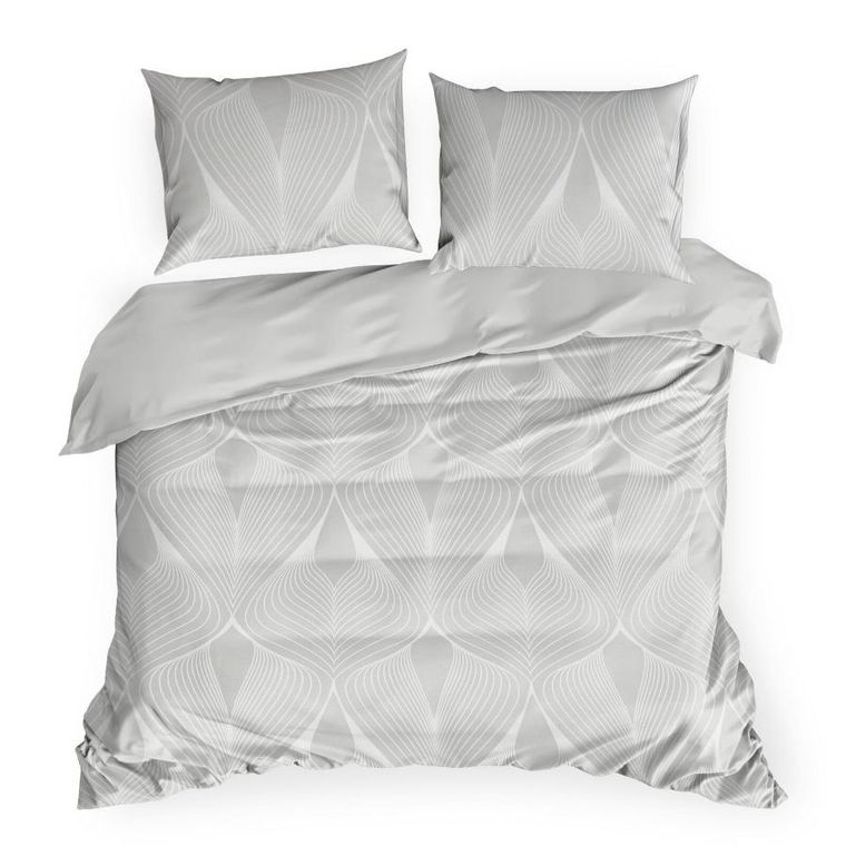Eurofirany, komplet pościeli satynowej, spring, 140-200 cm, jasnoszary