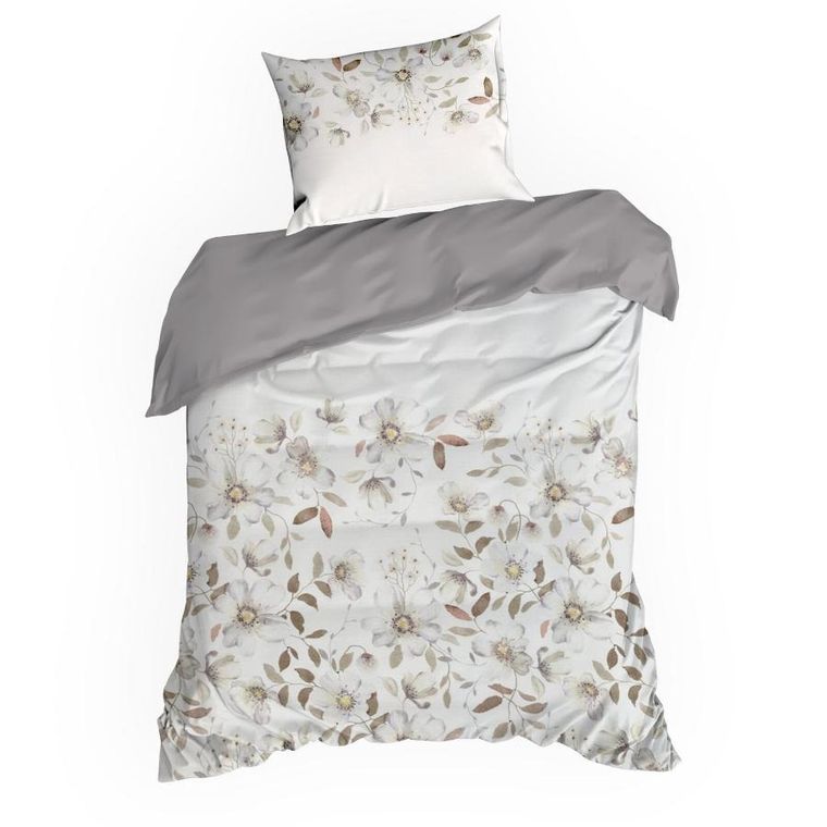 Eurofirany, komplet pościeli satynowej, spring, 140-200 cm, popielaty