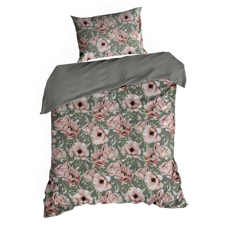 Eurofirany, komplet pościeli satynowej, Spring, 140-200 cm, różowy