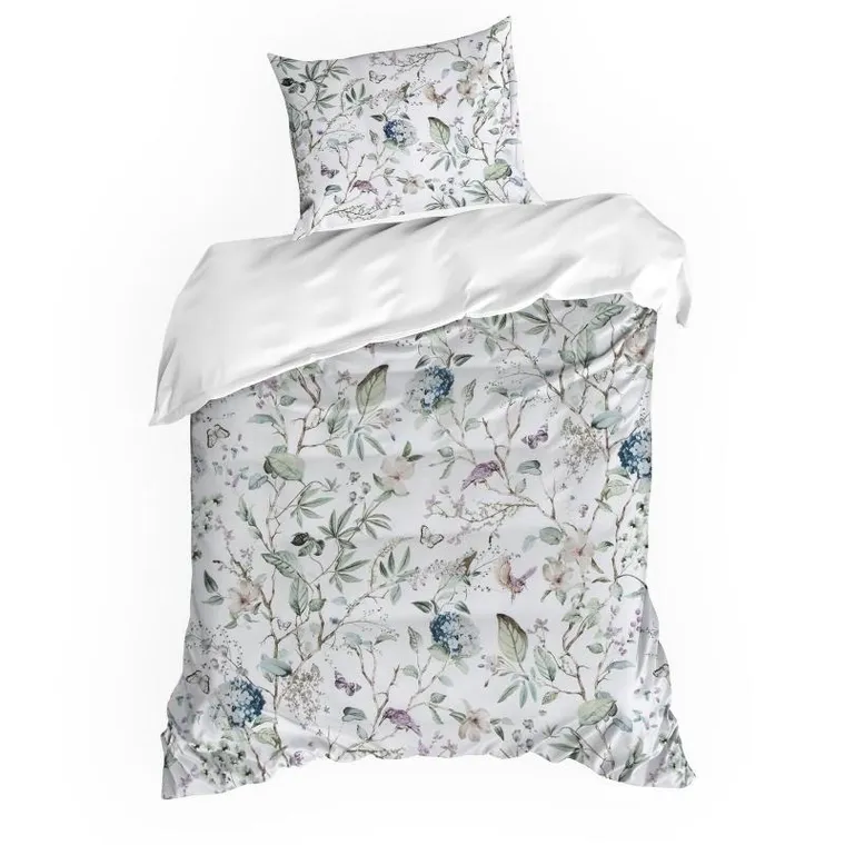 Eurofirany, komplet pościeli satynowej, Spring, 140-200 cm, zielony