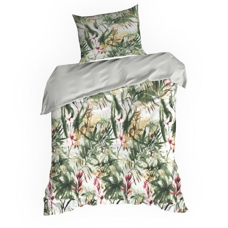 Eurofirany, komplet pościeli satynowej, Spring, 140-200 cm, zielony