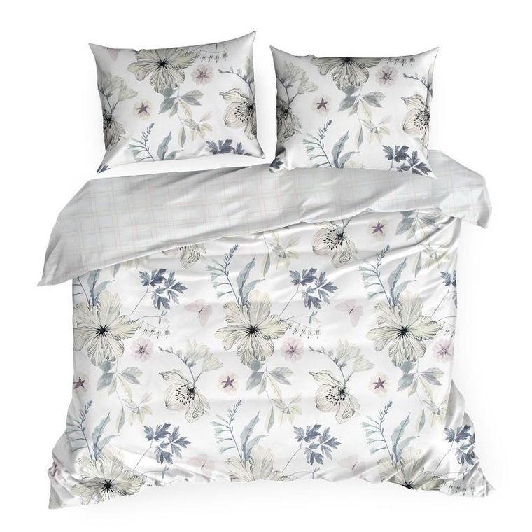 Eurofirany, komplet pościeli satynowej, Spring, 160-200 cm, biały