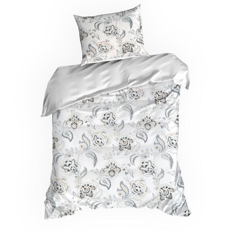 Eurofirany, komplet pościeli satynowej, spring, 160-200 cm, biały