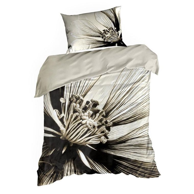 Eurofirany, komplet pościeli satynowej, Spring, 160-200 cm, jasnobeżowy