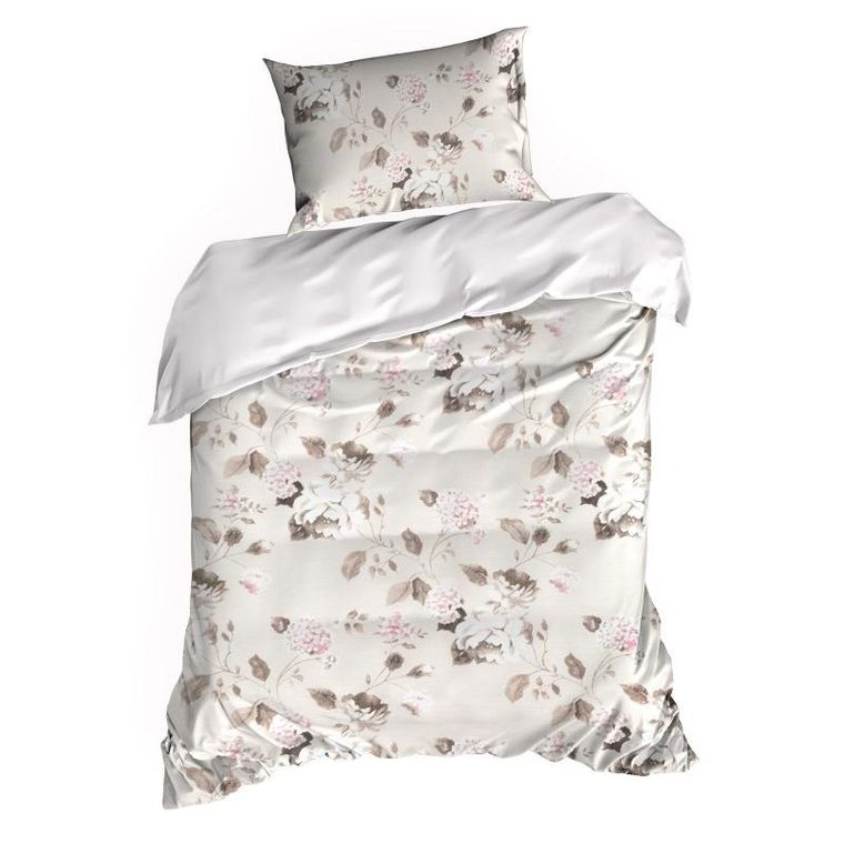 Eurofirany, komplet pościeli satynowej, Spring, 160-200 cm, jasnobrązowy