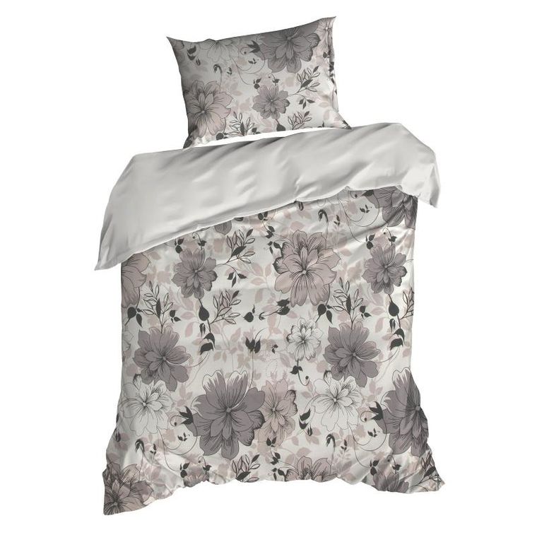 Eurofirany, komplet pościeli satynowej, Spring, 220-200 cm, 2-70-80 cm, biały