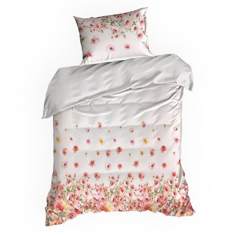 Eurofirany, komplet pościeli satynowej, Spring, 220-200 cm, 2-70-80 cm, ciemnoróżowy