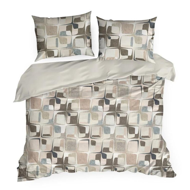 Eurofirany, komplet pościeli satynowej, Spring, 220-200 cm, beżowy