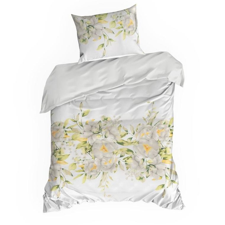 Eurofirany, komplet pościeli satynowej spring, 220-200 cm, biały
