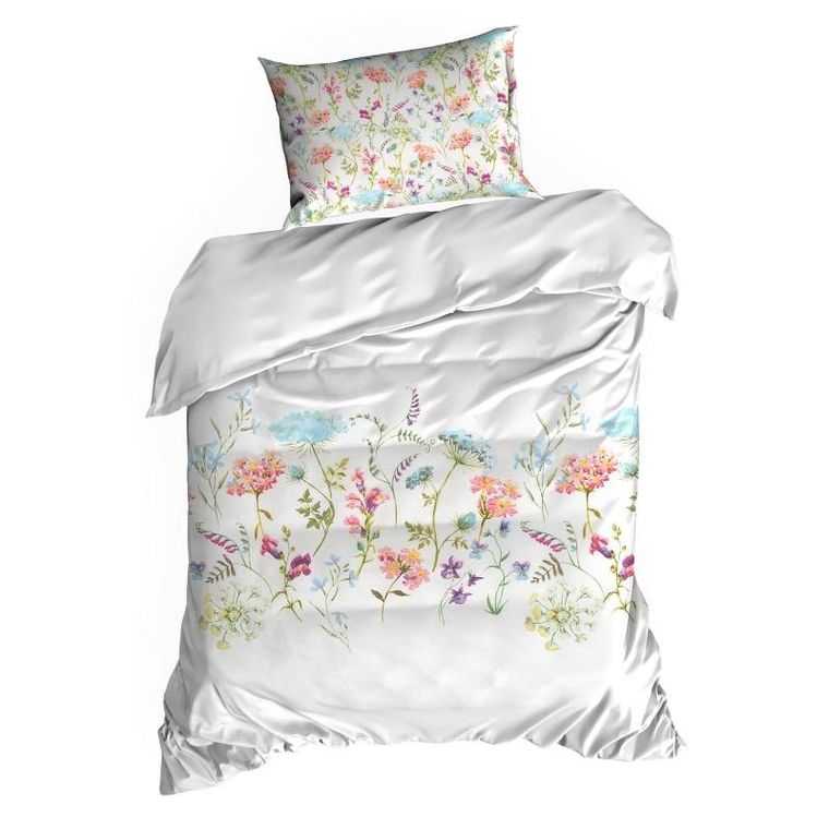 Eurofirany, komplet pościeli satynowej spring, 220-200 cm, biały