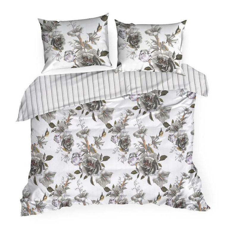 Eurofirany, komplet pościeli satynowej, Spring, 220-200 cm, biały