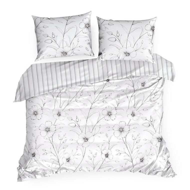 Eurofirany, komplet pościeli satynowej, Spring, 220-200 cm, biały