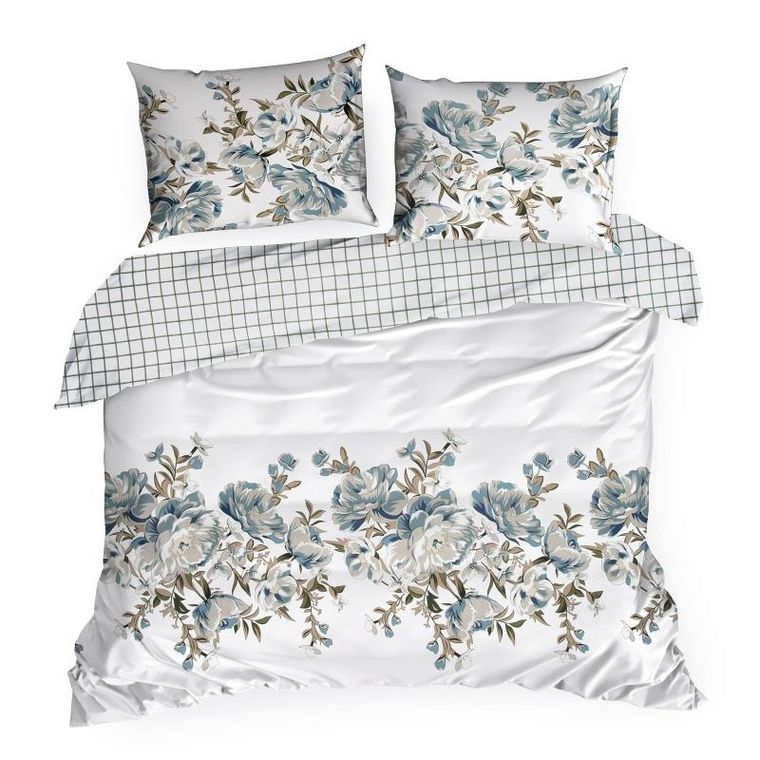 Eurofirany, komplet pościeli satynowej, Spring, 220-200 cm, biały