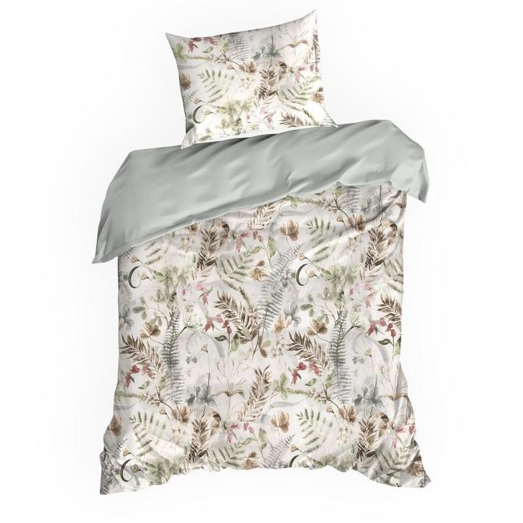 Eurofirany, komplet pościeli satynowej, Spring, 220-200 cm, brązowy