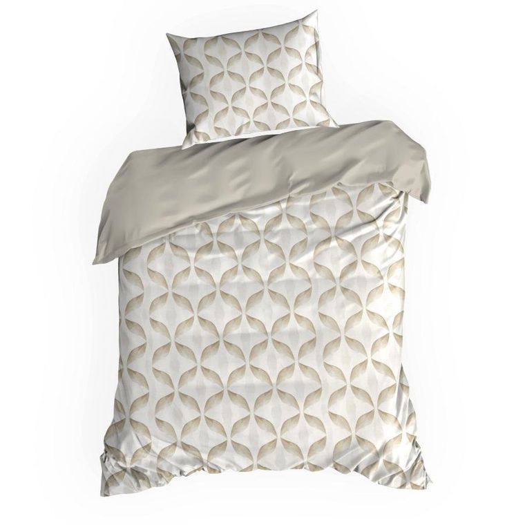 Eurofirany, komplet pościeli satynowej, spring, 220-200 cm, ciemnobeżowy